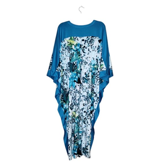 CAROLE HOCHMAN Tropical Cheetah Print Caftan Drawstring Waist Beach Cover Up XS - Picture 5 of 16